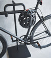 Close up of helmet stored on Yamazaki Home Bicycle Stand