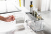 Aerial view of white Pantry Organizer holding cooking and baking ingredients in kitchen by Yamazaki Home.