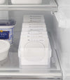 Extreme close up of Yamazaki Refridgerator Organizer Bins with food inside