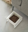 White short Yamazaki Single Pet Food Bowl filled with pet food