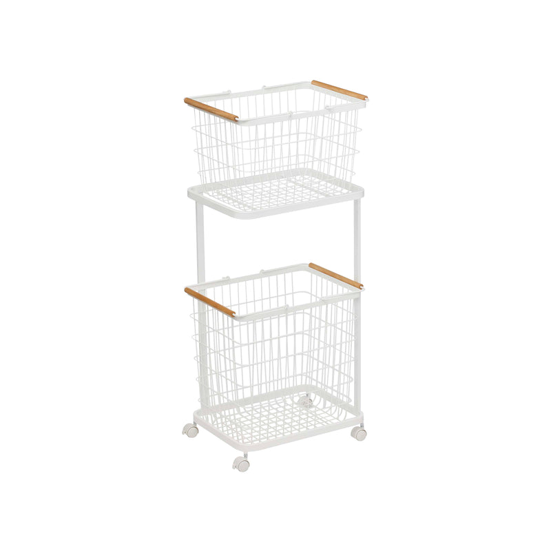 Rolling Laundry Cart + Wire Baskets on a white background.