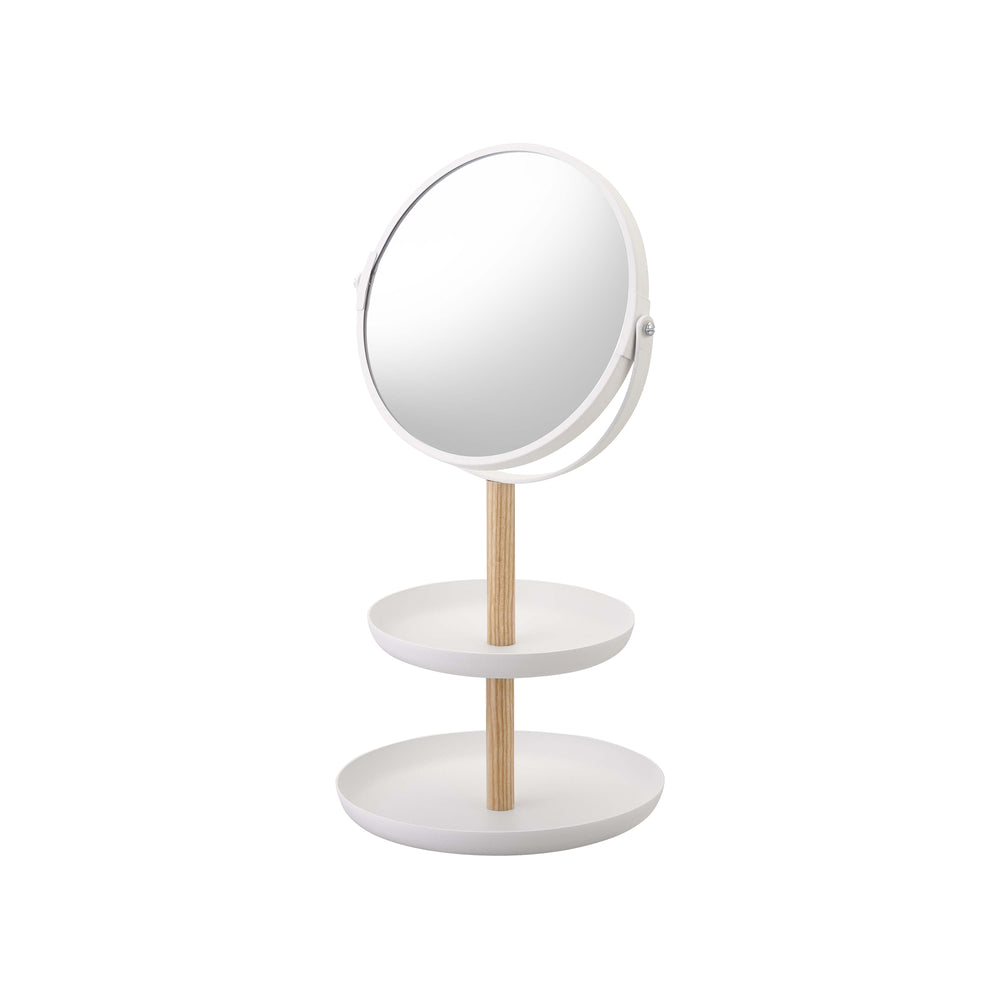 Plateau à bijoux à deux niveaux avec miroir - Acier + bois
