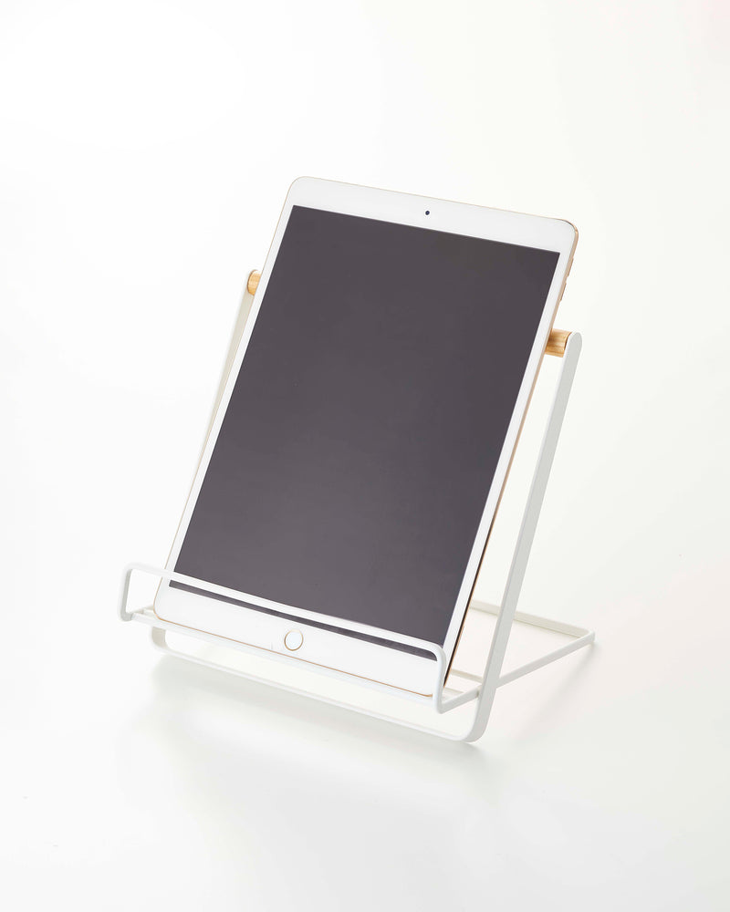 Yamazaki's Cookbook Stand holding a tablet. 