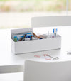 Yamazaki Home Slim Storage Box holding medical supplies