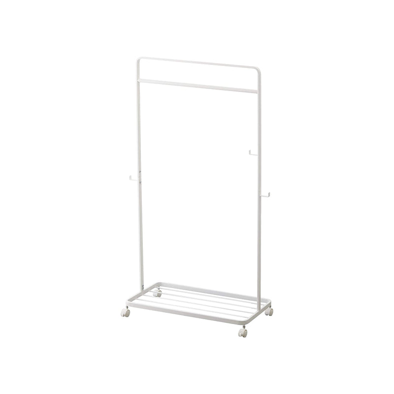 White metal clothing rack on a white background