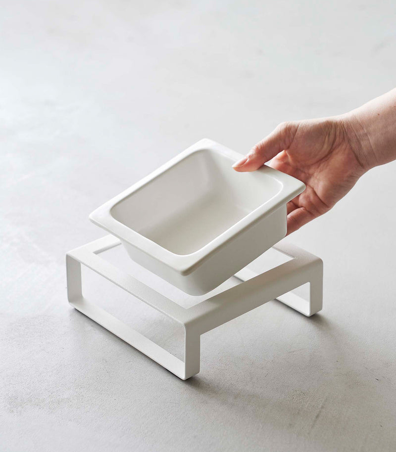 Removing bowl of white short Yamazaki Single Pet Food Bowl