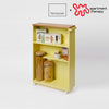 Rolling Storage Cart with props on the white background, having a logo on the upper right.