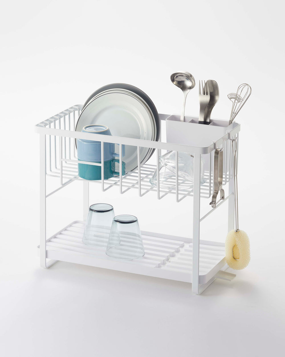 Prop photo showing Two-Tier Wire Dish Rack with various props.