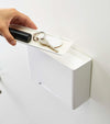 Aerial view of white Face Mask Dispenser holding masks with top removed by Yamazaki Home.