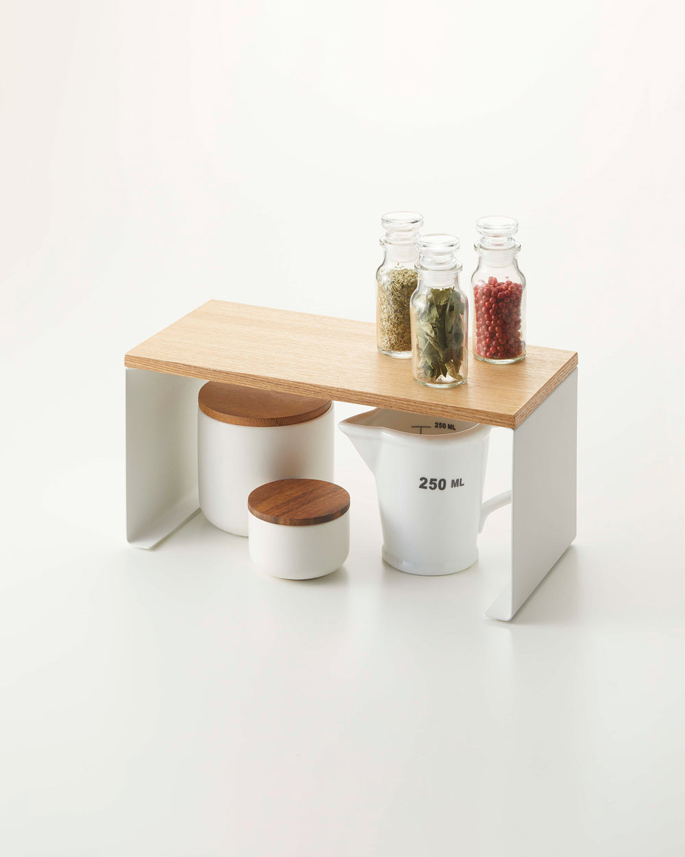 Prop photo showing Small Stackable Countertop Shelf - Two Sizes with various props.