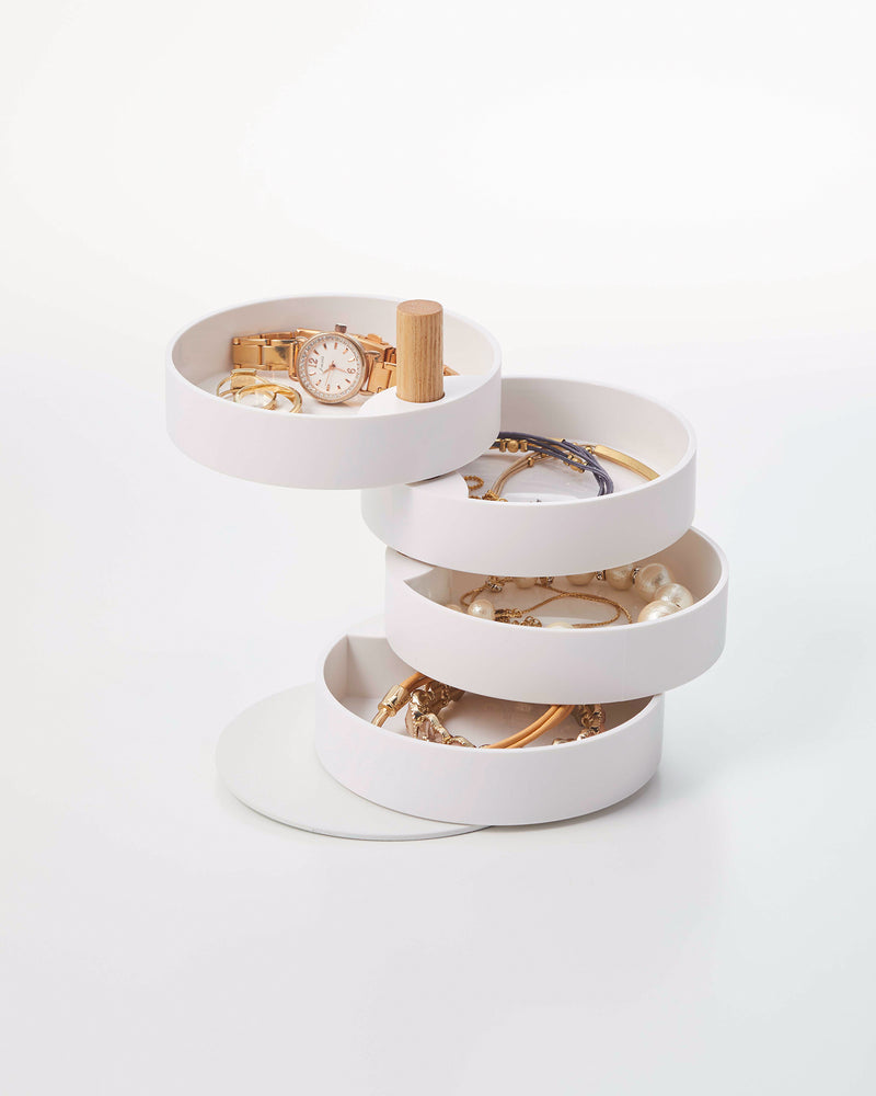 Prop photo showing Open Top Stacked Jewelry Organizer - Two Sizes with various props.