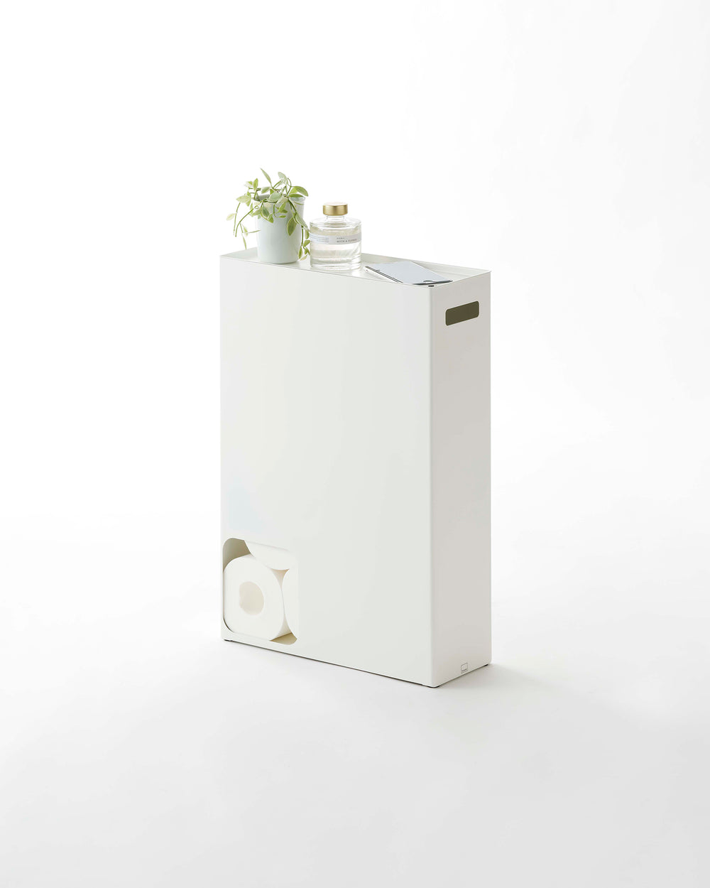 Prop photo showing Toilet Paper Stocker with various props.